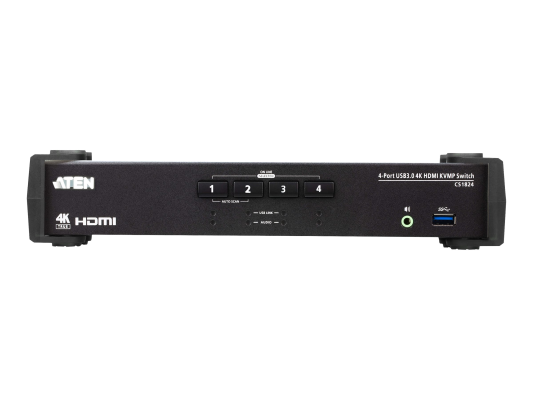 Aten 4-Port USB 3.0 4K HDMI KVMP Switch with Audio Mixer Mode | CS1824