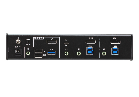 Aten 3-Port USB-C DisplayPort Hybrid KVMP™ Switch with power adapter | CS1953
