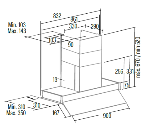CATA | Hood | RENOVA PURE AIR MNV90 GWH | Canopy | Width 90 cm | Mechanical control | LED | Stainless steel