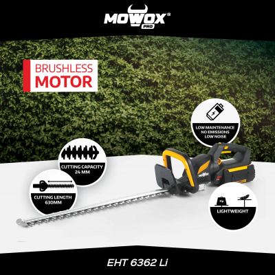 MoWox | 62V Excel Series Hand Held Battery Hedge Trimmer With Rotating Handle (Without Battery and Charger) | EHT 6362 Li | Cordless