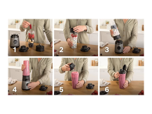 Bosch | VitaPower ToGo Smoothie Maker | MMB2111S | Tabletop | 450 W | Jar material Tritan | Jar capacity 0.6 L | Ice crushing | Silver