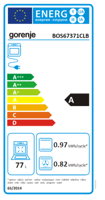 Gorenje | Oven | BOS67371CLB | 77 L | Multifunctional | EcoClean | Mechanical control | Steam function | Height 59.5 cm | Width 59.5 cm | Black