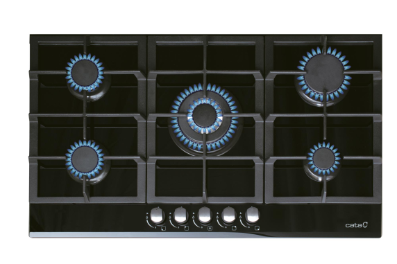 CATA | Hob | LCI 9041 BK | Gas on glass | Number of burners / cooking zones 5 | Rotary knobs | Black