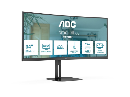 AOC | Curved Monitor | CU34V5C / BK | 34 " | VA | WQHD | 21:9 | 100 Hz | 4 ms | 3440 x 1440 | 300 cd / m² | HDMI ports quantity 1