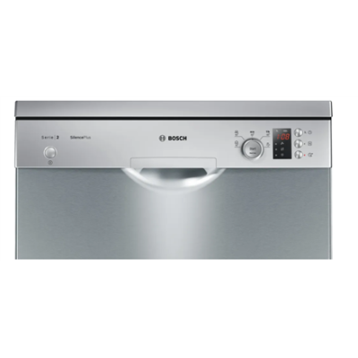 Dishwasher | SMS25AI05E | Free standing | Width 60 cm | Number of place settings 12 | Number of programs 5 | Energy efficiency class E | Display | AquaStop function | Silver inox