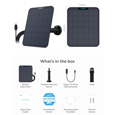 Reolink | Solar Panel 2 | Solar charger for video cameras | IP65