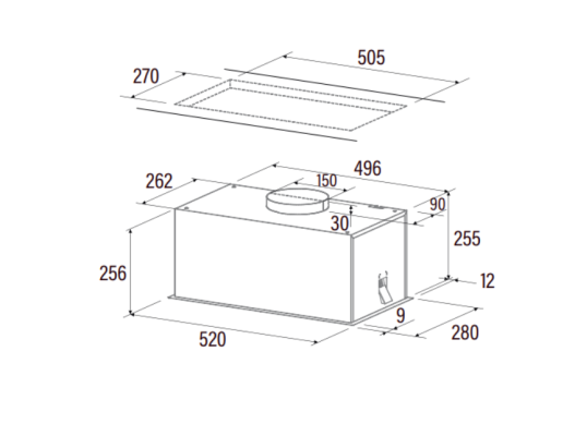 CATA | Hood | GPL 52 X | Canopy | Energy efficiency class B | Width 52 cm | 645 m³ / h | Touch | LED | Stainless Steel