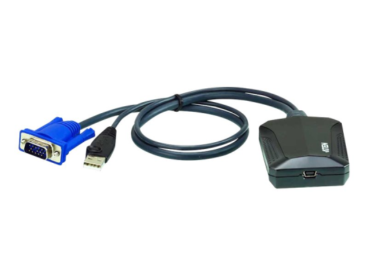 Aten | Laptop USB KVM Console Crash Cart Adapter IT Kit | CV211CP1 | 1 x USB Mini Type B Female, 1 x USB Type A Male, 1 x VGA Male (Blue)