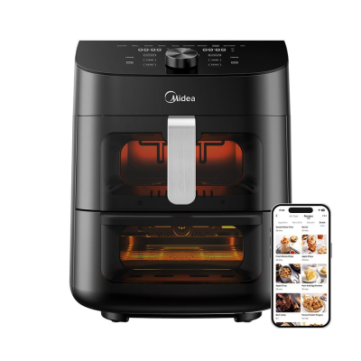 Midea Two Zone Airfryer | MAD1100DADK | Power 1850 W | Capacity 4.4 / 6.4 L | Rapid Air technology | Black