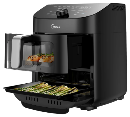 Midea Two Zone Airfryer | MAD1100DADK | Power 1850 W | Capacity 4.4 / 6.4 L | Rapid Air technology | Black