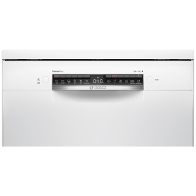Dishwasher | SMS4EMW06E | Free standing | Width 60 cm | Number of place settings 14 | Number of programs 6 | Energy efficiency class B | Display | AquaStop function | White