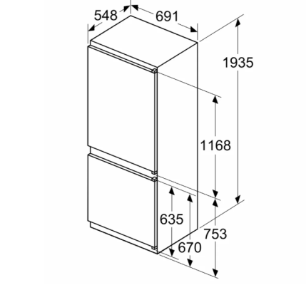 Bosch Refrigerator | KBN96VSE0 | Energy efficiency class E | Built-in | Combi | Height 193.5 cm | No Frost system | Fridge net capacity 285 L | Freezer net capacity 98 L | 34 dB | White
