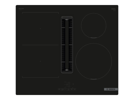 Bosch | PVS611B16E | Induction hob with integrated ventilation system | 60 cm | Number of burners / cooking zones 4 | B | Black | Touch