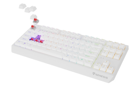Genesis THOR 230 | Mechanical Gaming Keyboard | Wireless | US | White | 2.4 GHz, Bluetooth, USB | Outemu Red