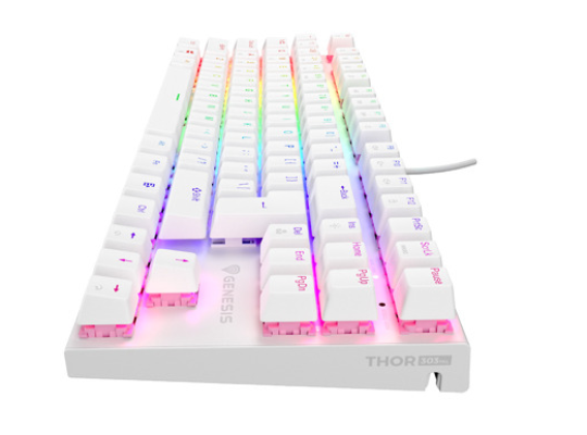 Genesis THOR 303 | Mechanical Gaming Keyboard | Wired | US | White | USB Type-A | Outemu Peach Silent