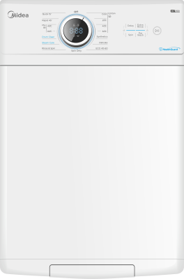 Midea Washing Machine | MF100T60B / W-HR | Energy efficiency class A | Top loading | Washing capacity 6 kg | 1200 RPM | Depth 61 cm | Width 40 cm | Display | LED | Steam function | White