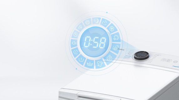 Midea Washing Machine | MF100T60B / W-HR | Energy efficiency class A | Top loading | Washing capacity 6 kg | 1200 RPM | Depth 61 cm | Width 40 cm | Display | LED | Steam function | White