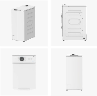 Midea Washing Machine | MF100T60B / W-HR | Energy efficiency class A | Top loading | Washing capacity 6 kg | 1200 RPM | Depth 61 cm | Width 40 cm | Display | LED | Steam function | White