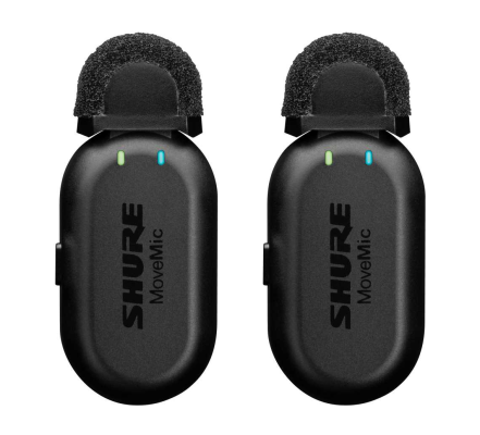 Shure | MoveMic Two Channel Wireless Lavalier Microphones | Bluetooth | Wireless | Black