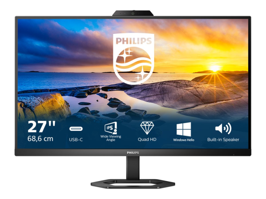 Philips | 27E1N5600HE / 00 | 27 " | IPS | 16:9 | 75 Hz | 4 ms | 2560 x 1440 pixels | 300 cd / m² | HDMI ports quantity 1 | Black