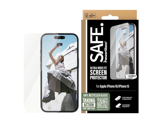 PanzerGlass Screen protector | Apple | iPhone 16 | Glass | Transparent | Ultra-Wide Fit