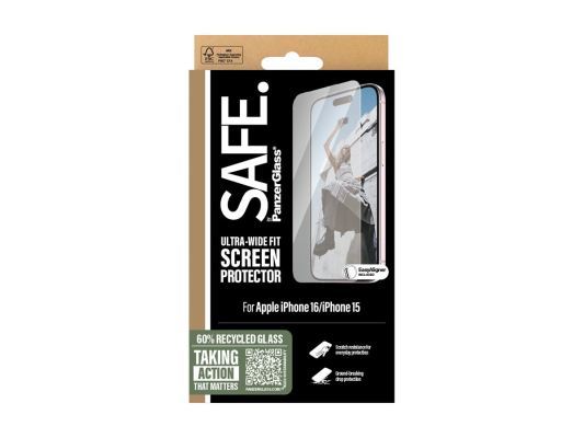 PanzerGlass Screen protector | Apple | iPhone 16 | Glass | Transparent | Ultra-Wide Fit