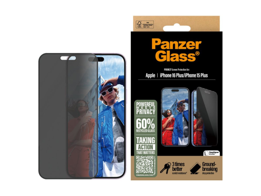PanzerGlass Screen protector | Apple | iPhone 16 Plus / iPhone 15 Plus | Tempered glass | Black | Ultra-Wide Fit