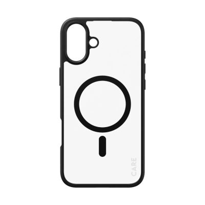 CARE by PanzerGlass Case Flagship Urban Combat | Back protection | Apple | iPhone 16 Plus | Recycled plastic | Transparent / Black | MagSafe