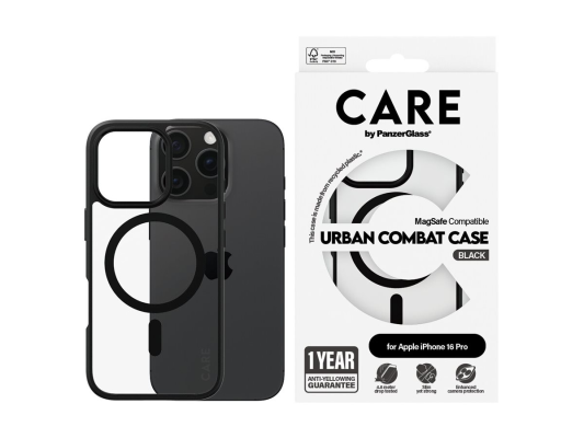 CARE Flagship Case | Back cover | Apple | iPhone 16 PRO | Recycled plastic | Black | MagSafe