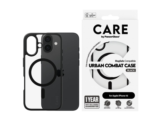 CARE Flagship Case | Back cover | Apple | iPhone 16 | Recycled plastic | Black | MagSafe