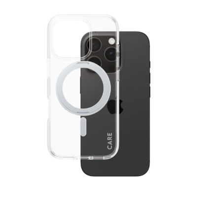 CARE Feature Case | Back cover | Apple | iPhone 16 PRO | Recycled plastic | Silver | Kickstand & MagSafe