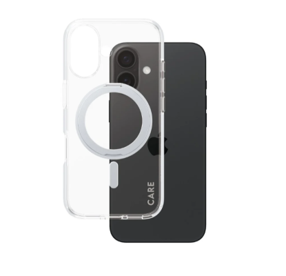 CARE Feature Case | Back cover | Apple | iPhone 16 | Recycled plastic | Silver | Kickstand & MagSafe
