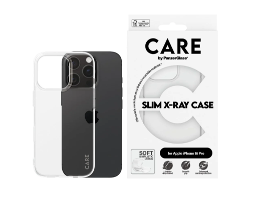 CARE Fashionable Case | Back cover | Apple | iPhone 16 PRO | Recycled plastic | Transparent | X-Ray Soft Basic