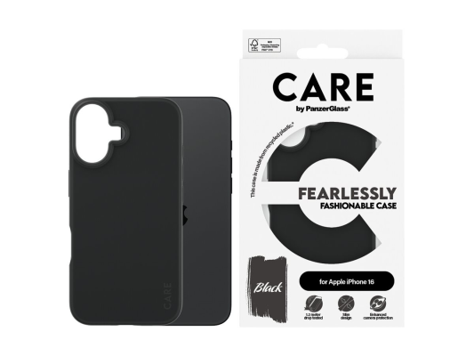 CARE Fashionable Case | Back cover | Apple | iPhone 16 | Recycled plastic | Black