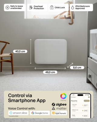 Mill Invisible Smart WiFi Heater | PA400WIFI4 | Panel Heater | 400 W | Suitable for rooms up to 4-6 m² | White | IPX4