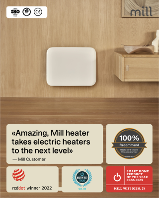 Mill Invisible Smart WiFi Heater | PA400WIFI4 | Panel Heater | 400 W | Suitable for rooms up to 4-6 m² | White | IPX4