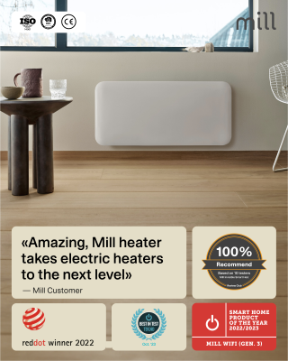 Mill Invisible Smart WiFi Heater | PA700WIFI4 | Panel Heater | 700 W | Suitable for rooms up to 9-12 m² | White | IPX4