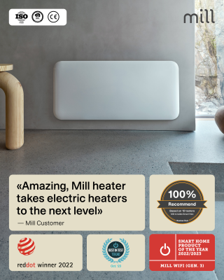 Mill Invisible Smart WiFi Heater | PA1000WIFI4 | Panel Heater | 1000 W | Suitable for rooms up to 12-16 m² | White | IPX4