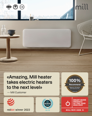 Mill Invisible Smart WiFi Heater | PA1300WIFI4 | Panel Heater | 1300 W | Suitable for rooms up to 15-19 m² | White | IPX4