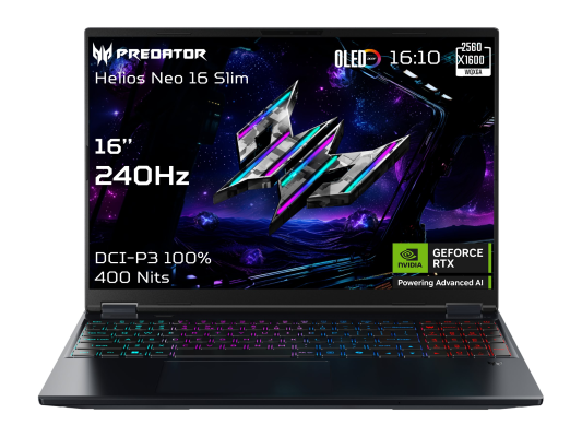 Acer | Predator Helios Neo 16S AI PHN16S-71-95J5 | Black | 16 " | OLED | WQXGA | 240 Hz | Intel Core U9 | 275HX | 64 GB | DDR5 | Solid-state drive capacity 1000 GB | NVIDIA GeForce RTX 5070 Ti | Windows 11 Home | Keyboard langu