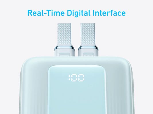 Anker Power Bank with Built-In USB-C and + Lighting Cable | A1680031 | 10000 mAh | 30W | Blue