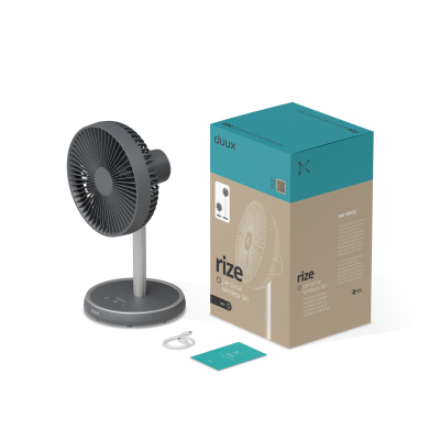 Duux Fan | Rize Flex | Stand Fan | Grey | Diameter 21 cm | Number of speeds 4 | Oscillation | 10 W