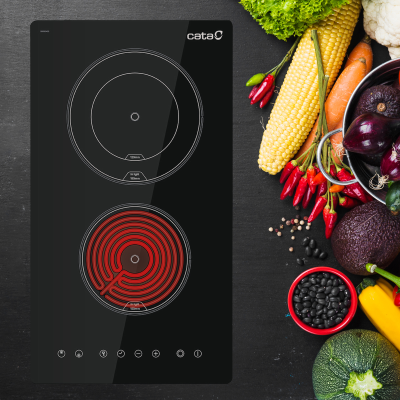 CATA Hob | TD 3002 BK | Vitroceramic | Number of burners / cooking zones 2 | Touch | Timer | Black