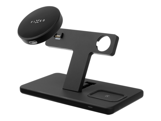 Fixed | MagPowerstation 3-in-1 wireless charging stand with MagSafe mount support | FIXMPOS-BK | Black