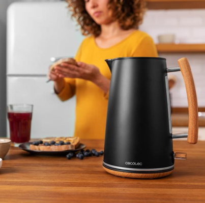 Cecotec Kettle | ThermoSense 400 | Electric | 3000 W | 1.7 L | Stainless steel / BPA | 360° rotational base | Black Woody