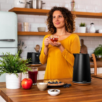 Cecotec Kettle | ThermoSense 400 | Electric | 3000 W | 1.7 L | Stainless steel / BPA | 360° rotational base | Black Woody