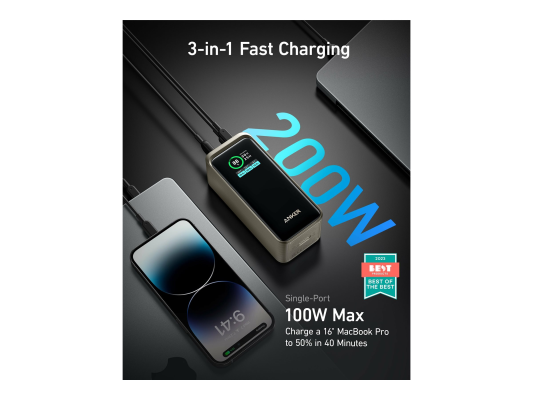 Anker Power Bank, 200 W | Prime | 20000 mAh | Black