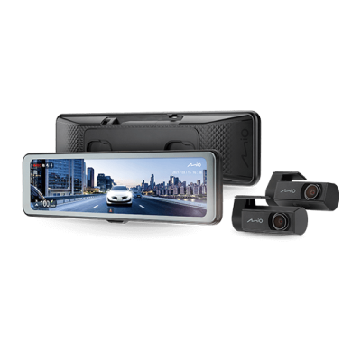 Mio MiVue R860WD, Dash Cam | GPS | Wi-Fi | Front and rear cams synchronized for recording with an unobstructed view; 11.26" IPS anti-glare touchscreen; Upgrade to the STARVIS 2 technology for clear details; Integrated high speed Wi-Fi – Quick pairin