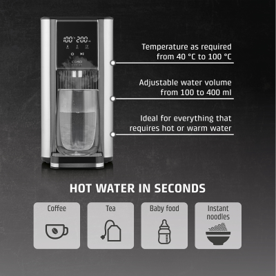 Caso Turbo hot water dispenser | HW 620 | Water Dispenser | 2600 W | 2.5 L | Plastic / Stainless Steel | Black / Stainless Steel