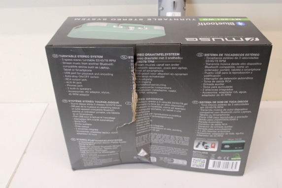 SALE OUT. Muse MT-201WG Turntable Stereo System | Muse Turntable Stereo System | MT-201WG | Turntable Stereo System | USB port | DAMAGED PACKAGING, DAMAGED MUSIC BOX, BROKEN HINGE | AUX in